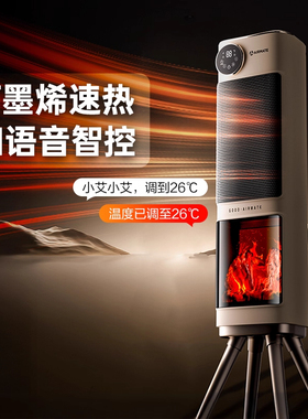 艾美特暖风机双擎取暖器家用节能石墨烯电暖器壁炉取暖器K119