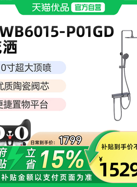 大平台四出水磁吸喷枪淋浴器HWB6015-P02GD 枪灰色（不含安装）