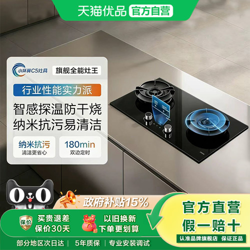 [全能灶王]老板定时防干烧C5家用燃煤天然气双灶台具官方旗舰店