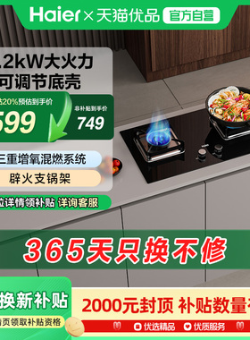 海尔燃气灶煤气灶双灶家用天然气猛火灶台嵌入式台式大火力Q2BE6