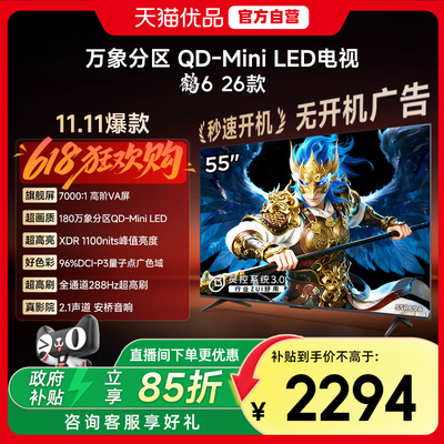雷鸟鹤6 26款 55英寸MiniLED分区4K 288Hz超高刷平板电视机55R69A