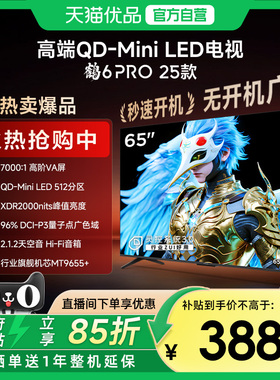 雷鸟鹤6 PRO 25款65英寸QD-MiniLED超高刷电视机补贴65S595C Pro