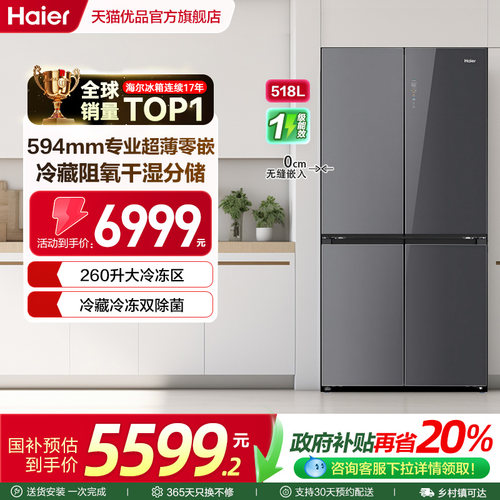 Haier/海尔 BCD-518WGHTDB9YSU1星蕴银 冰箱