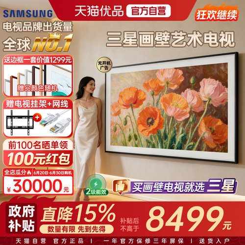 三星画壁电视75LS03C 75英寸壁纸艺术QLED量子点4K超薄AI哑光屏Y