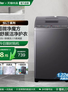 换新补贴海尔出品统帅7.2kg全自动除螨波轮洗衣机租房家用20D0