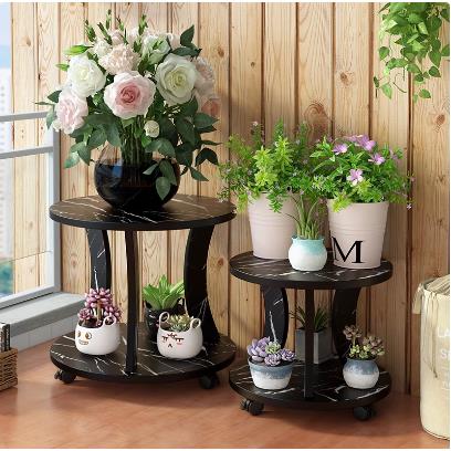 花架子室内家用客厅花盆架阳台养花架实木花架落地式置物架带轮
