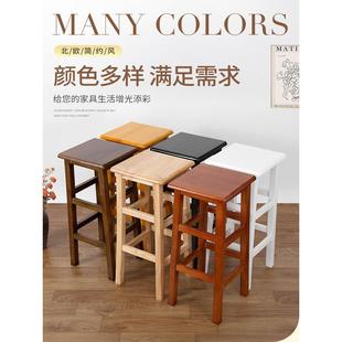 实木高方凳长正方形高凳覆古酒吧椅奶茶店高凳手机店凳商用高板凳