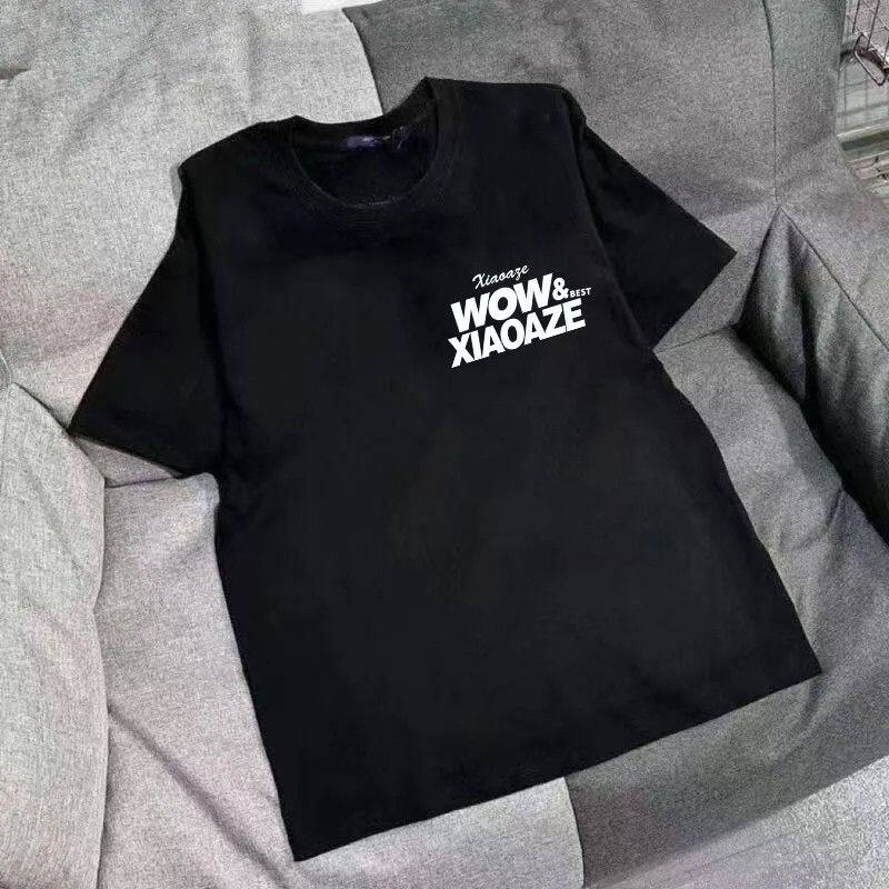 重磅纯棉夏季新款简约字母印花t恤短袖男女百搭潮流ins宽松上衣服