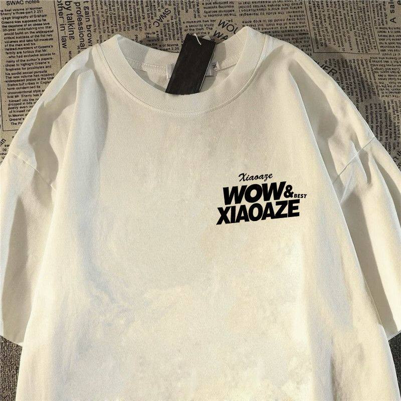 夏季重磅纯棉新款简约字母印花t恤短袖男女潮流百搭ins宽松上衣服