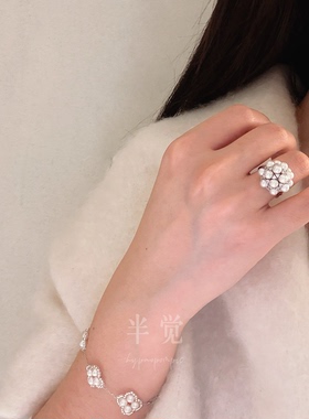 半觉时髦贵女冰雪白玉珍珠戒指设S925银珍珠戒指女时尚礼物可开票