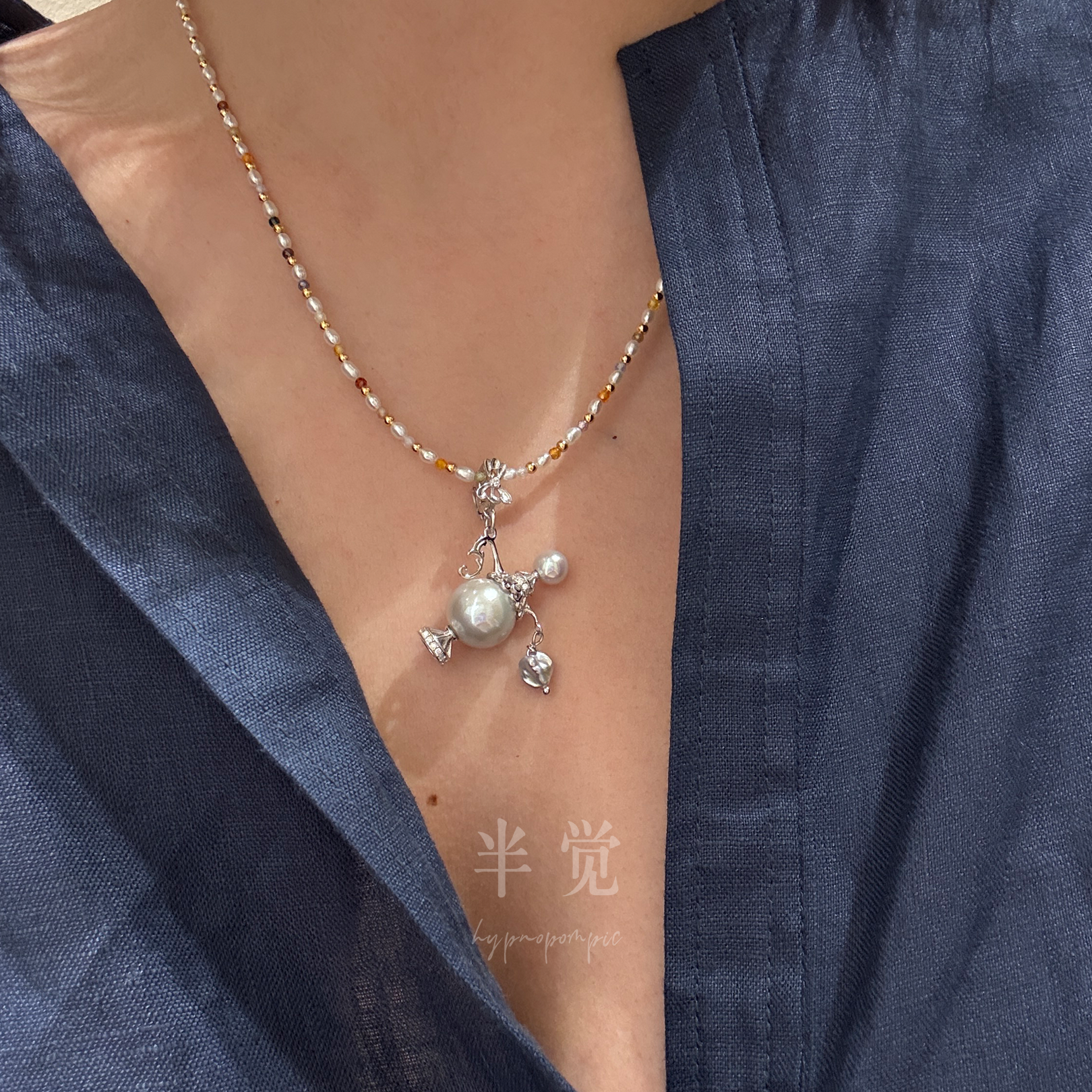 半觉爱你的阿拉丁神灯定制莫桑钻珍珠吊坠万能扣闺蜜礼物可开票