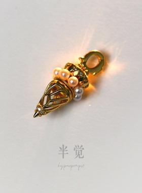 半觉女王权杖纯银手工镶嵌扣设计感淡水炫光珍珠吊坠