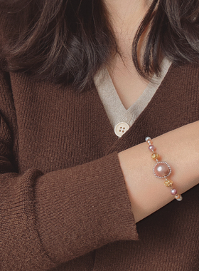 半觉爱的星轨紫珠星球设计珍珠手链（备注手围）