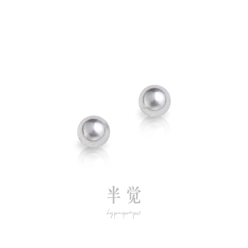 半觉冰莹灰珍珠耳钉淡水珍珠极光小香风清透亮礼物可开票
