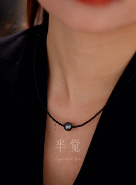 半觉尖晶石孔雀绿大溪地极简低调奢华百搭路路通项链 礼物可开票