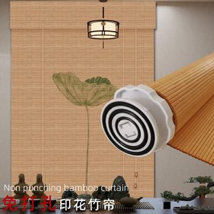 新中式 遮挡化门帘茶室遮阳帘子碳装 饰隔断禅意竹帘卷帘窗帘卷拉式