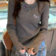穿搭高级感木耳边内搭针织打底衫 灰色毛衣女2025新款 冬季 秋冬上衣