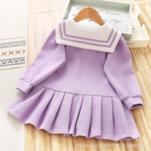 极速儿童装卡通卫衣m连衣裙2023春秋新款女童宝宝休闲学院风裙子