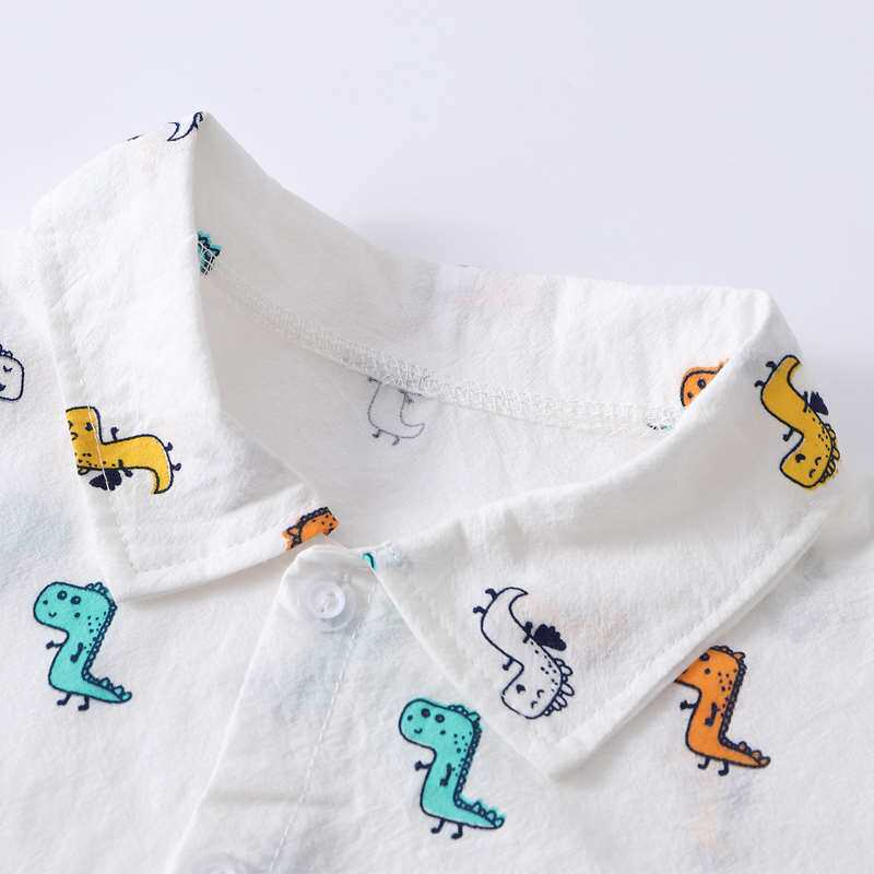 极速儿童衬衫新款2021年婴x儿短袖上衣夏季薄款宝宝潮男童衬衣韩