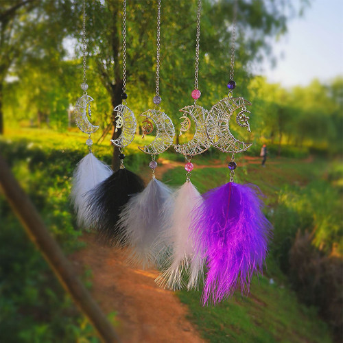 新品Personality Star and Moon Feather IHanging Ornaments Car