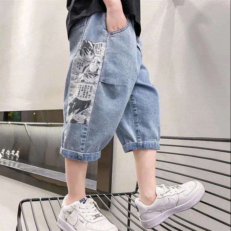 极速男童牛仔裤夏季薄款20u23新款夏装中大童男孩裤子儿童短裤七