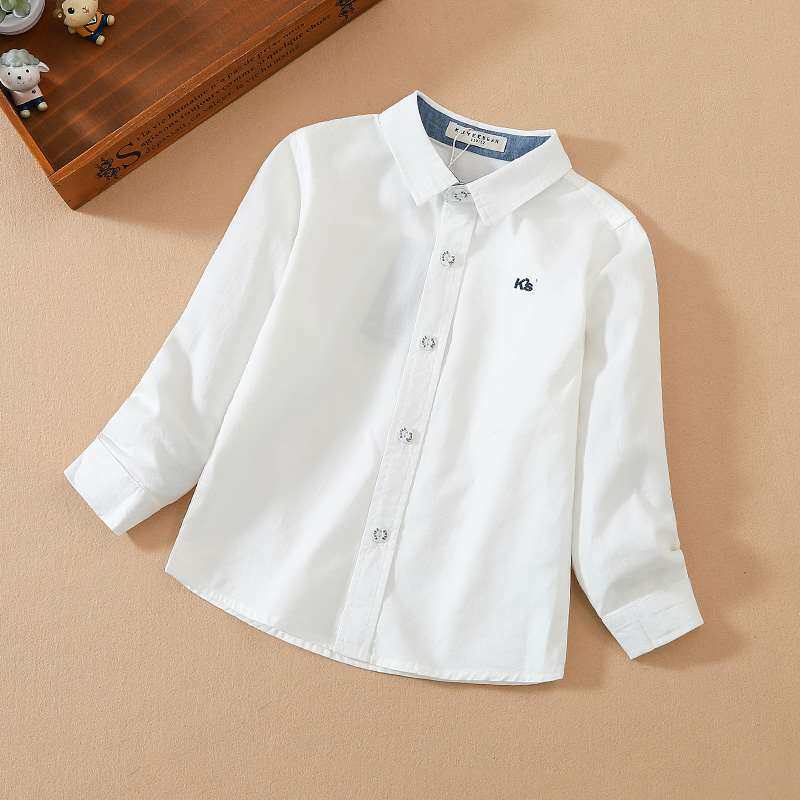 极速男童长袖衬衫纯棉薄款儿童春秋上衣小童M帅气洋气宝宝潮流白