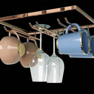 新品钛黑色304不锈钢红酒杯架倒挂家用高脚杯架葡U萄酒杯架吊杯架