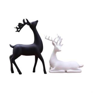极速2x Nordic Couple Deer Statue Resin Reindeer SFigurine Ar