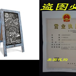 极速Ruastic Vintage Blue A-Frame Chalkboard / Sidewalk Chalk