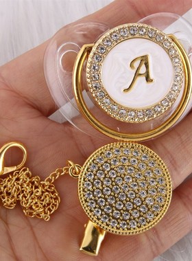 极速26 Initial Letters sTransparent Baby Pacifier with Chain