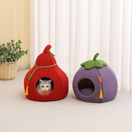 极速冬季保暖猫窝狗窝半封闭蒙古包新年宠L物窝可爱葫芦两用窝桃