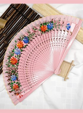 极速Folding Fan Wood Spanish Fan For Dancing PrintingY Hand