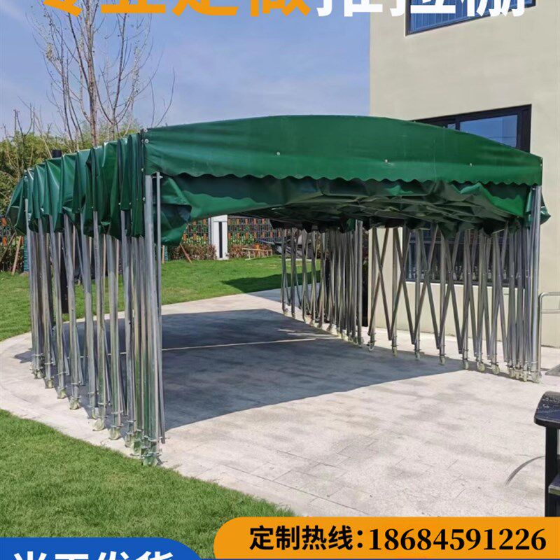 新品移动推拉雨棚大型户外仓库活C动伸缩帐篷大排档汽车停车遮阳