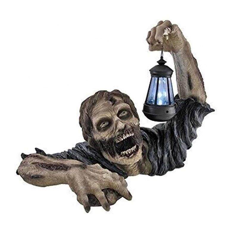 新品New Horror Zombie Lantern Halloween OrnameQnts Resin Zom