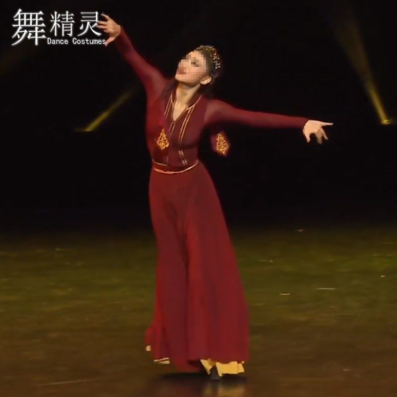 新品蒙古舞大f摆裙表演服蒙族女儿同款舞蹈服飘逸长裙演出服剧目