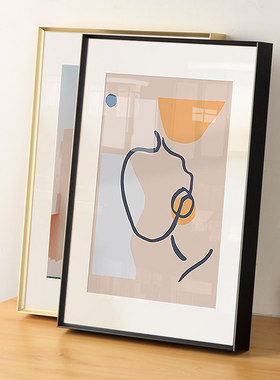 极速2023现代简约加厚铝合金相框E画框挂墙装裱黑色金细边外框任