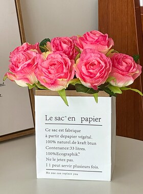 极速ins仿真花纸袋装饰花v束摆件客厅桌面家居室内摆设拍照道具玄