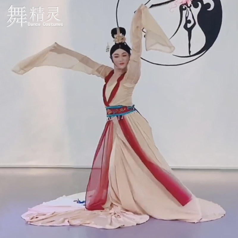 新品新款古典舞水袖演出服孙科同款婵娟此M豸舞蹈服飘逸汉唐古风