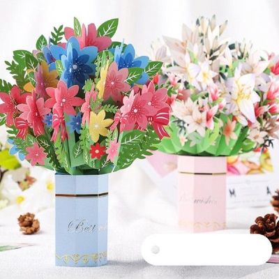 极速Up Flower Bouquet Greeting CardH Flower Card Flora 3D