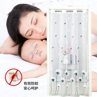 极速夏季刺绣f蕾丝防蚊门帘拉卷式免打孔家用装饰客厅隔间帘卧室