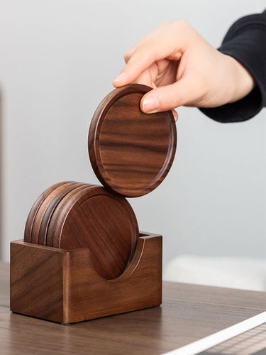 黑胡桃实木杯垫家用茶杯垫茶托咖啡杯防烫绝缘垫耐热垫底座