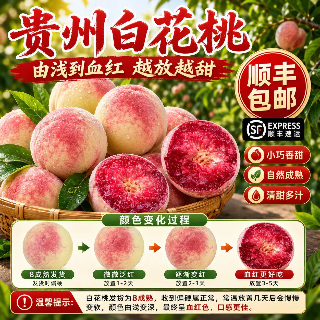 【现货顺丰包邮】贵州新鲜百花桃正宗应季血桃红心桃子白花桃