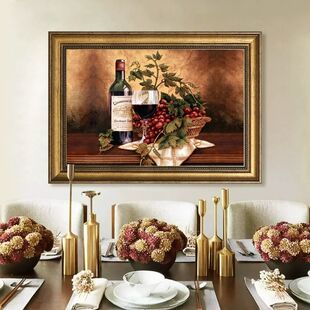 美式饭厅装饰画饭厅厨房墙面挂画单幅高档壁画覆古欧式油画水果