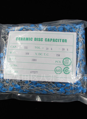 1KV332 332/1KV 332 1KV 3300PF 3.3nF 1000V 高压瓷片陶瓷电容 M