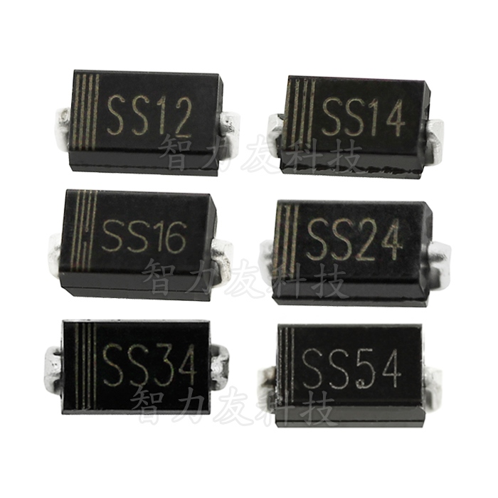 SS12 SS14 SS16 SS24 SS34 SS54 SMA DO-214AC 贴片肖特基二极管
