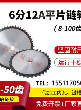 6分12A平片链轮/工业链轮片/31/32/35/40/45/50/55-60齿节距19.05