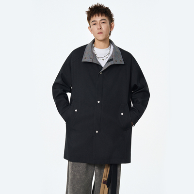 中长款风衣外套男士2025新款春秋冬男生潮牌宽松休闲工装夹克上衣