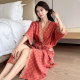 棉纱短袖 女胖mm200斤夏薄款 浴袍家居服纱布睡衣纯棉 睡袍大码 长款