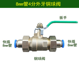 4分铜球阀开关水8mm12mm16mm快插PE水管20mm浇花浇水万向喷头阀门