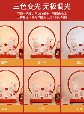 红色结婚台灯新人婚房床头灯卧室喜庆送新婚礼物新娘陪嫁长明命灯